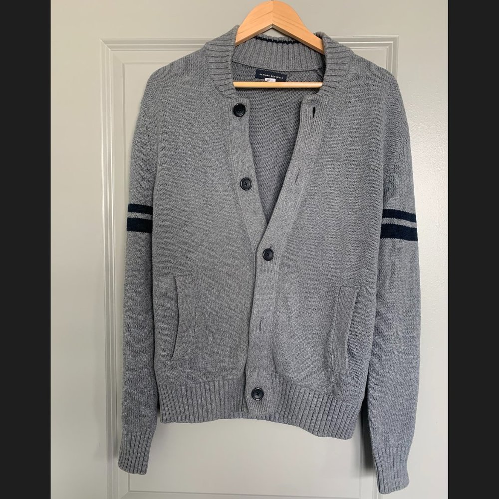 Banana Republic Grey Button Down Long Sleeve Cardigan, 100% Cotton - Size M